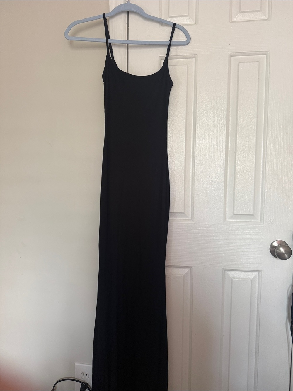 SKIMS Black Spaghetti-Strap Maxi Slip Dress
